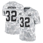 Choea C.Browns #32 Jim Brown Player Arctic Camo Salute to Service Limited Home Game Stitched Jerseys