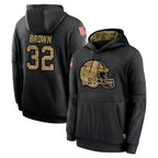 Choea C.Browns #32 Jim Brown Player Black Salute to Service Pullover Hoodies Limited Stitched Jerseys