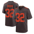 Choea C.Browns #32 Jim Brown Player Brown Alternate Home Game Stitched Jerseys