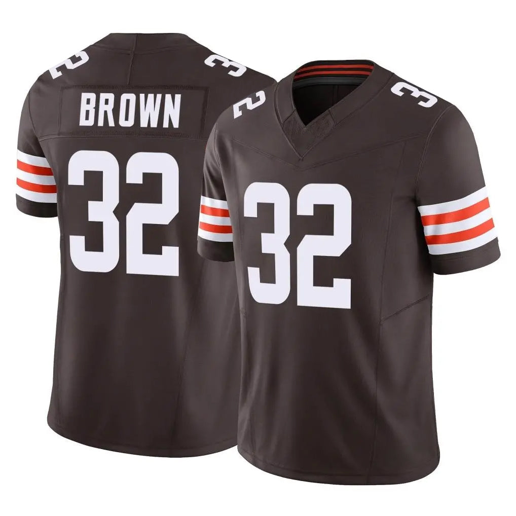 Choea C.Browns #32 Jim Brown Player Brown Vapor F.U.S.E. Limited Home Game Stitched Jerseys