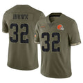 Choea C.Browns #32 Jim Brown Player Olive Salute to Service Limited Game Stitched Jerseys