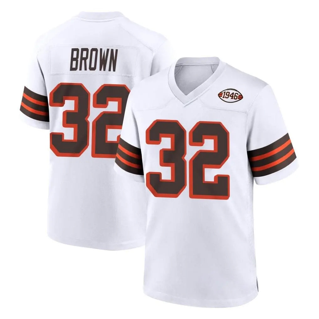 Choea C.Browns #32 Jim Brown Player White Alternate Home Game Stitched Jerseys