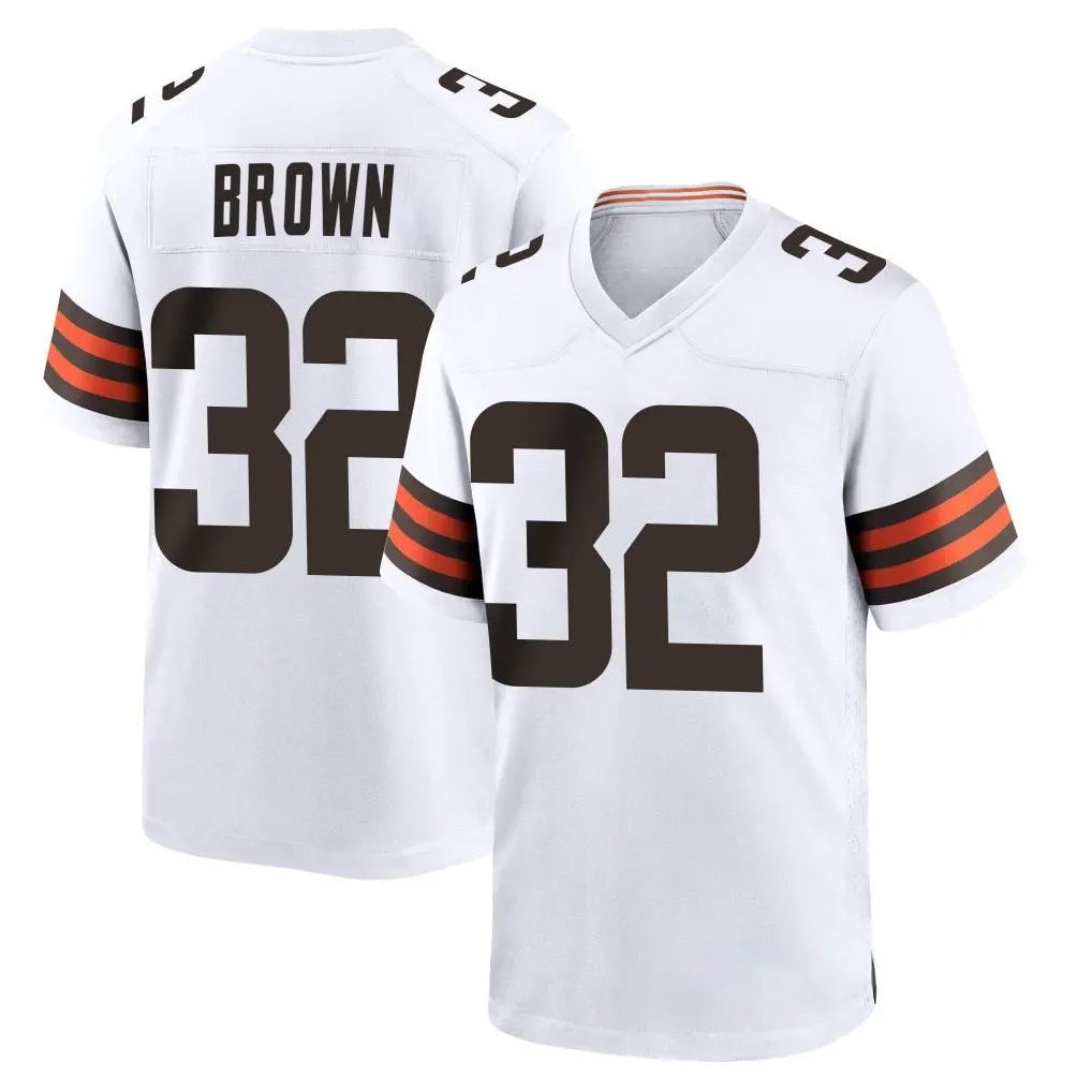 Choea C.Browns #32 Jim Brown Player White Home Game Stitched Jerseys