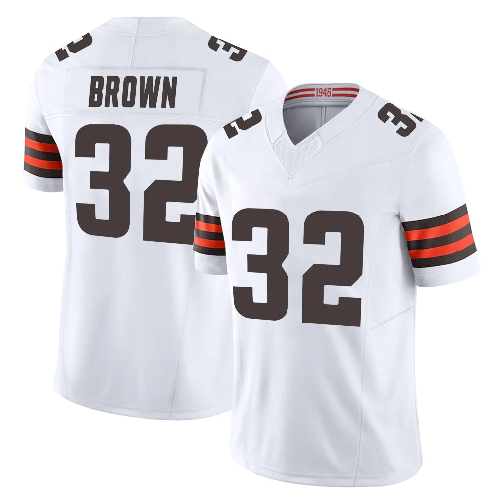 Choea C.Browns #32 Jim Brown Player White Vapor F.U.S.E. Limited Home Game Stitched Jerseys