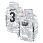Choea C.Browns #3 Jerry Jeudy Player Arctic Camo Salute to Service Hoodies Limited Game Stitched Jerseys