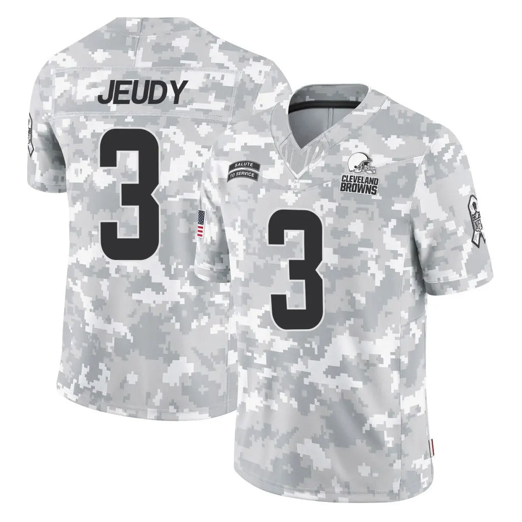 Choea C.Browns #3 Jerry Jeudy Player Arctic Camo Salute to Service Limited Home Game Stitched Jerseys