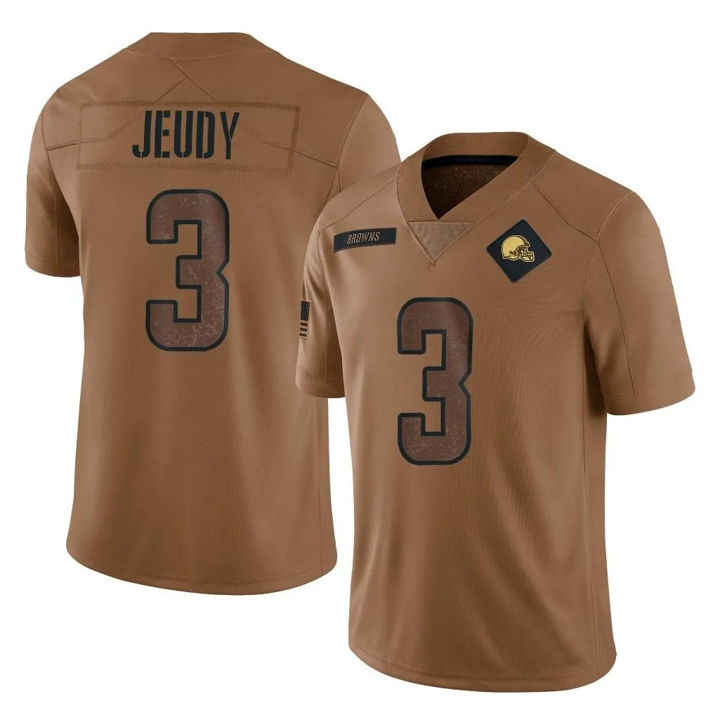 ChoeaC.Browns #3 Jerry Jeudy Player Brown Salute To Service Limited Stitched Jerseys