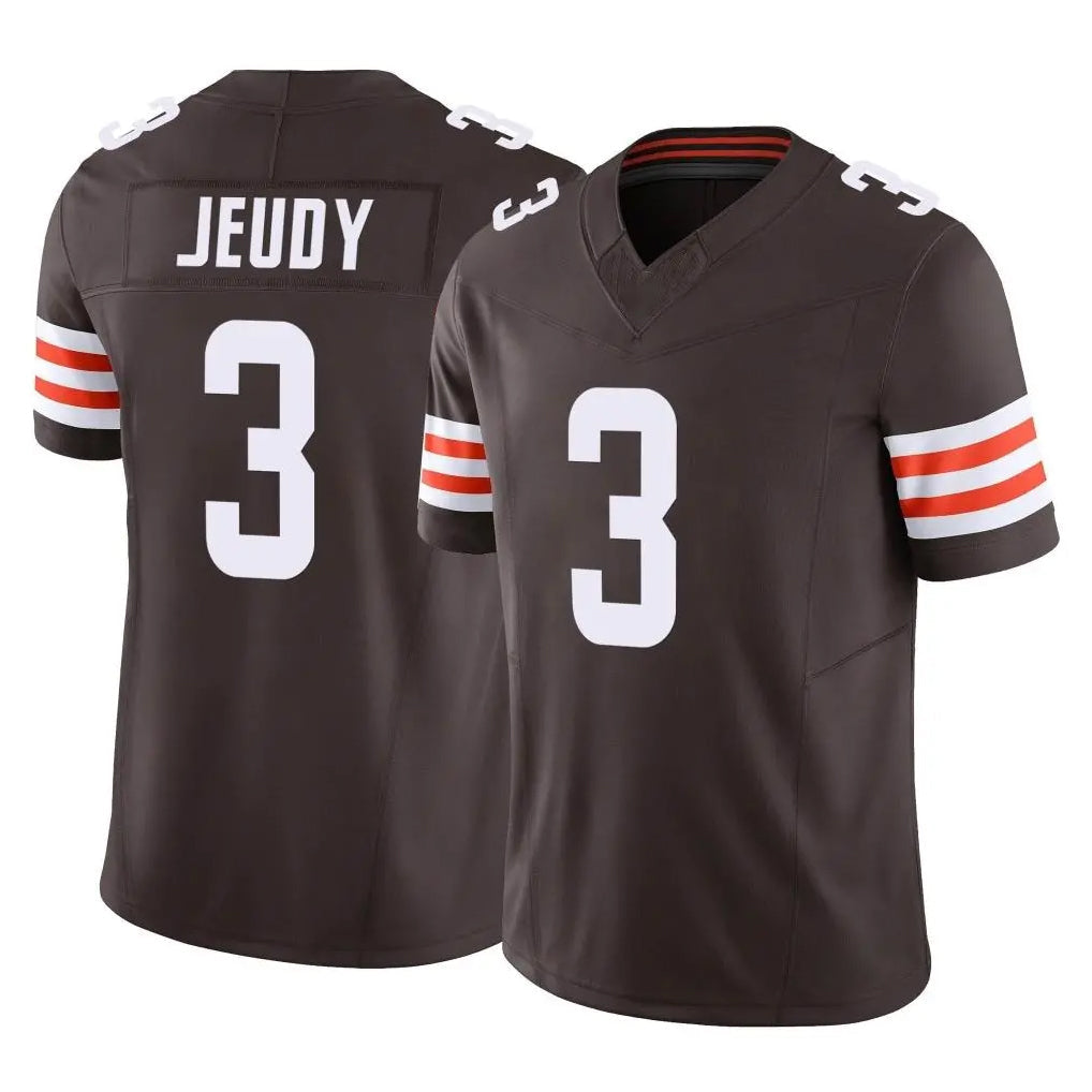 ChoeaC.Browns #3 Jerry Jeudy Player Brown Vapor F.U.S.E. Limited Stitched Jerseys