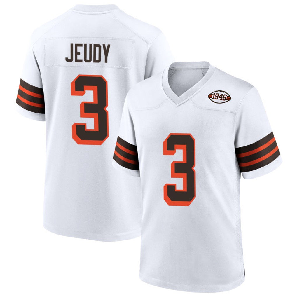 ChoeaC.Browns #3 Jerry Jeudy Player White Alternate Home Game Stitched Jerseys