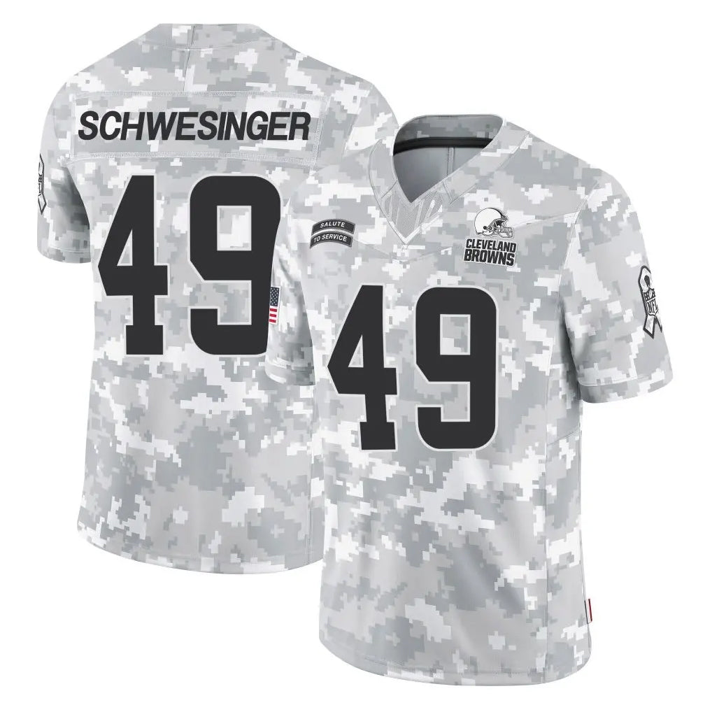 Choea C.Browns #49 Carson Schwesinger Player Arctic Camo Salute to Service Limited Home Game Stitched Jerseys