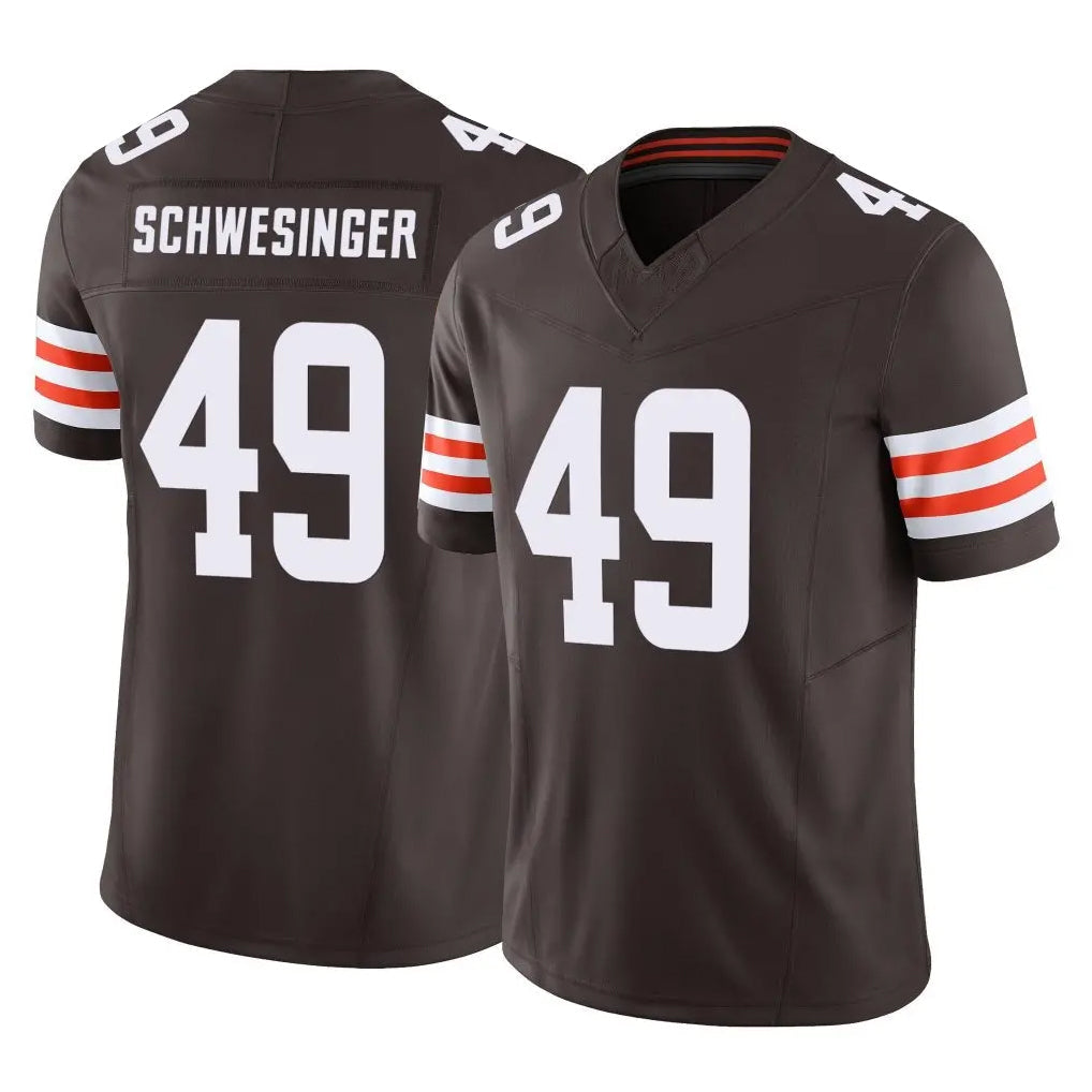 Choea C.Browns #49 Carson Schwesinger Player Brown Vapor F.U.S.E. Limited Home Game Stitched Jerseys