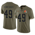 Choea C.Browns #49 Carson Schwesinger Player Olive Salute to Service Limited Game Stitched Jerseys