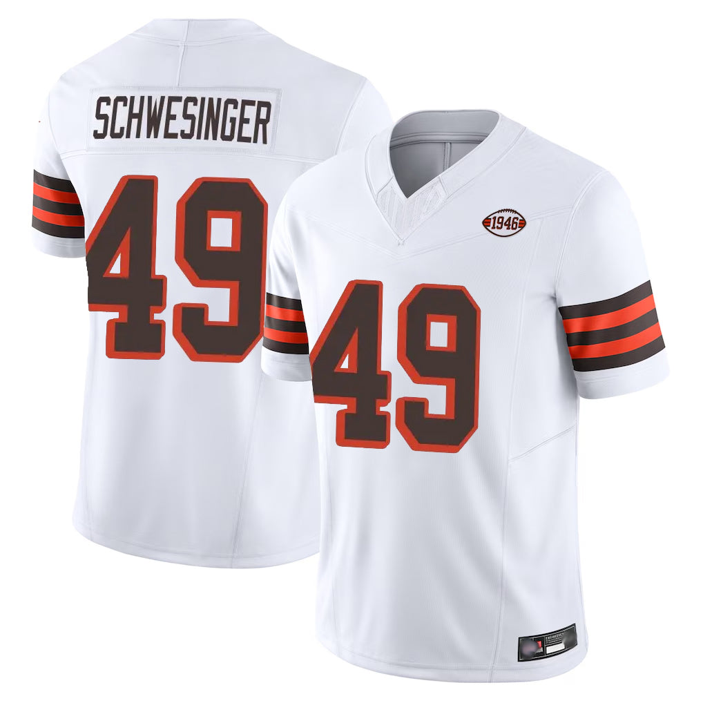 Choea C.Browns #49 Carson Schwesinger Player White Limited Vapor F.U.S.E. Alternate Game Stitched Jerseys