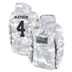 Choea C.Browns #4 Deshaun Watson Player Arctic Camo Salute to Service Hoodies Limited Game Stitched Jerseys