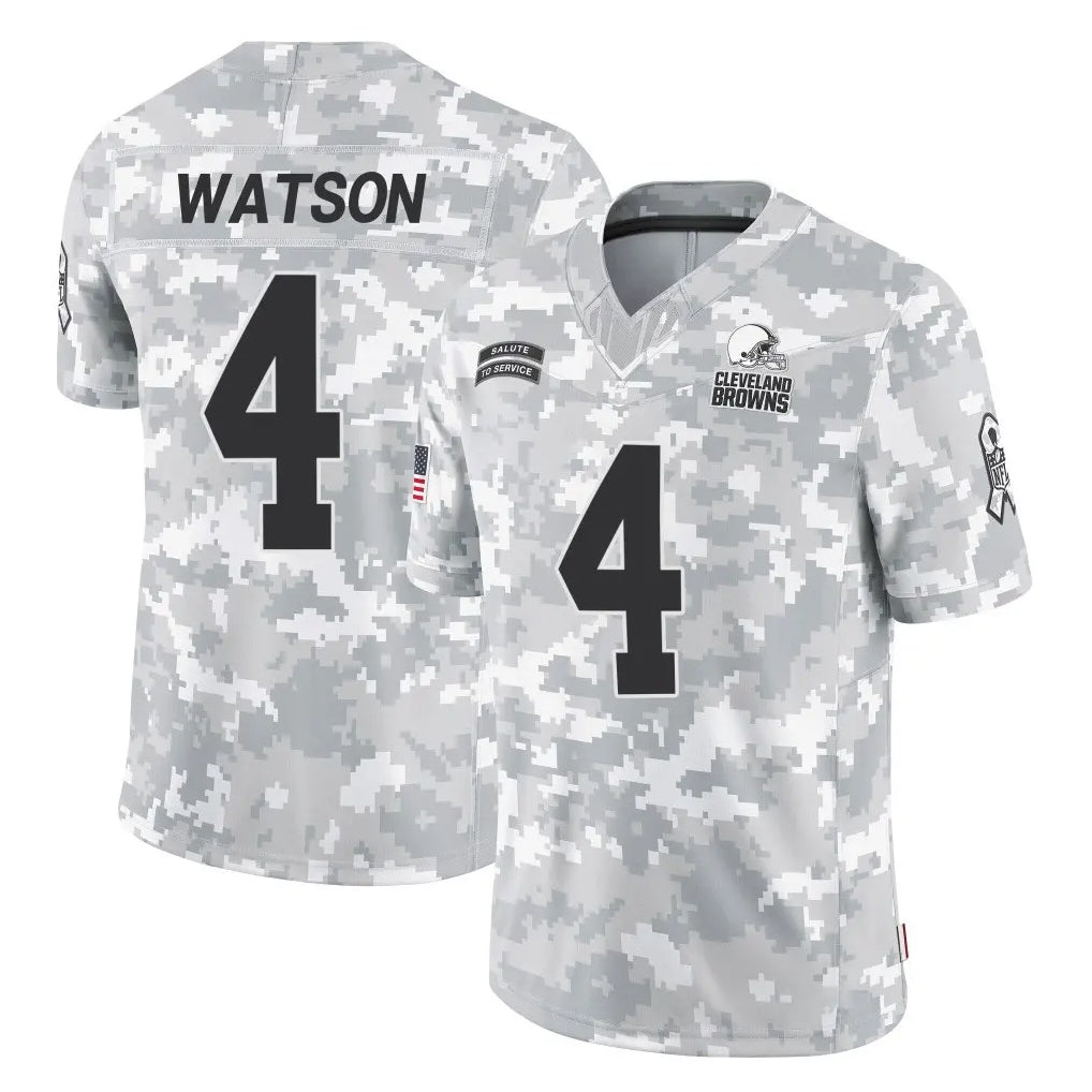 Choea C.Browns #4 Deshaun Watson Player Arctic Camo Salute to Service Limited Home Game Stitched Jerseys