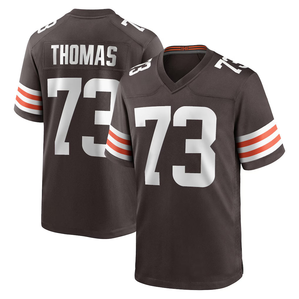 Choea C.Browns #73 Joe Thomas Player Brown Home Game Stitched Jerseys