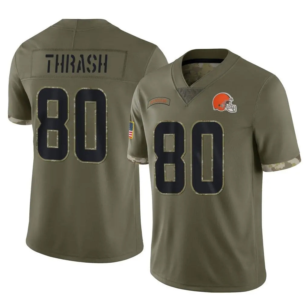 Choea C.Browns #80 Jamari Thrash Player Olive Salute to Service Limited Game Stitched Jerseys