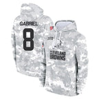 Choea C.Browns #8 Dillon Gabriel Player Arctic Camo Salute to Service Hoodies Limited Game Stitched Jerseys