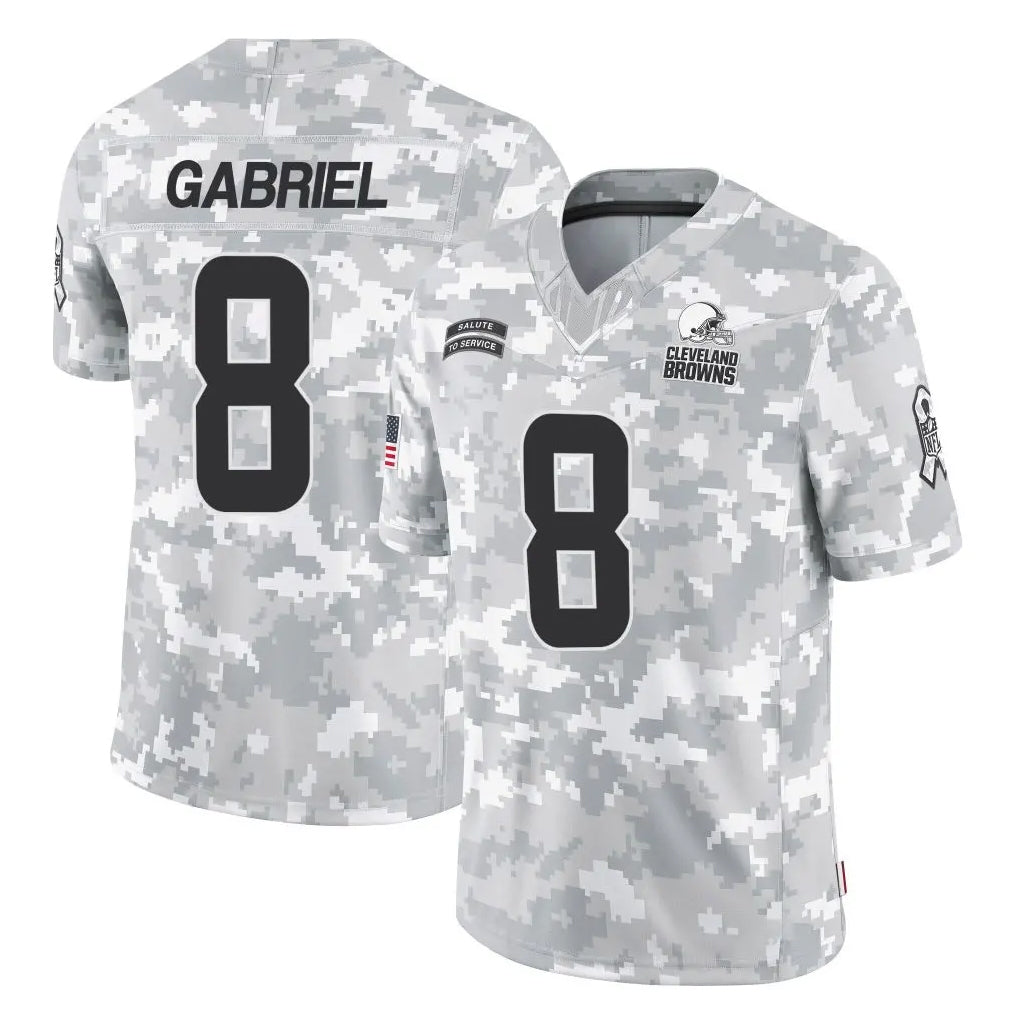 Choea C.Browns #8 Dillon Gabriel Player Arctic Camo Salute to Service Limited Home Game Stitched Jerseys
