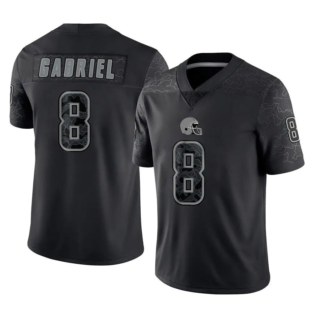 Choea C.Browns #8 Dillon Gabriel Player Black Reflective Home Game Stitched Jerseys
