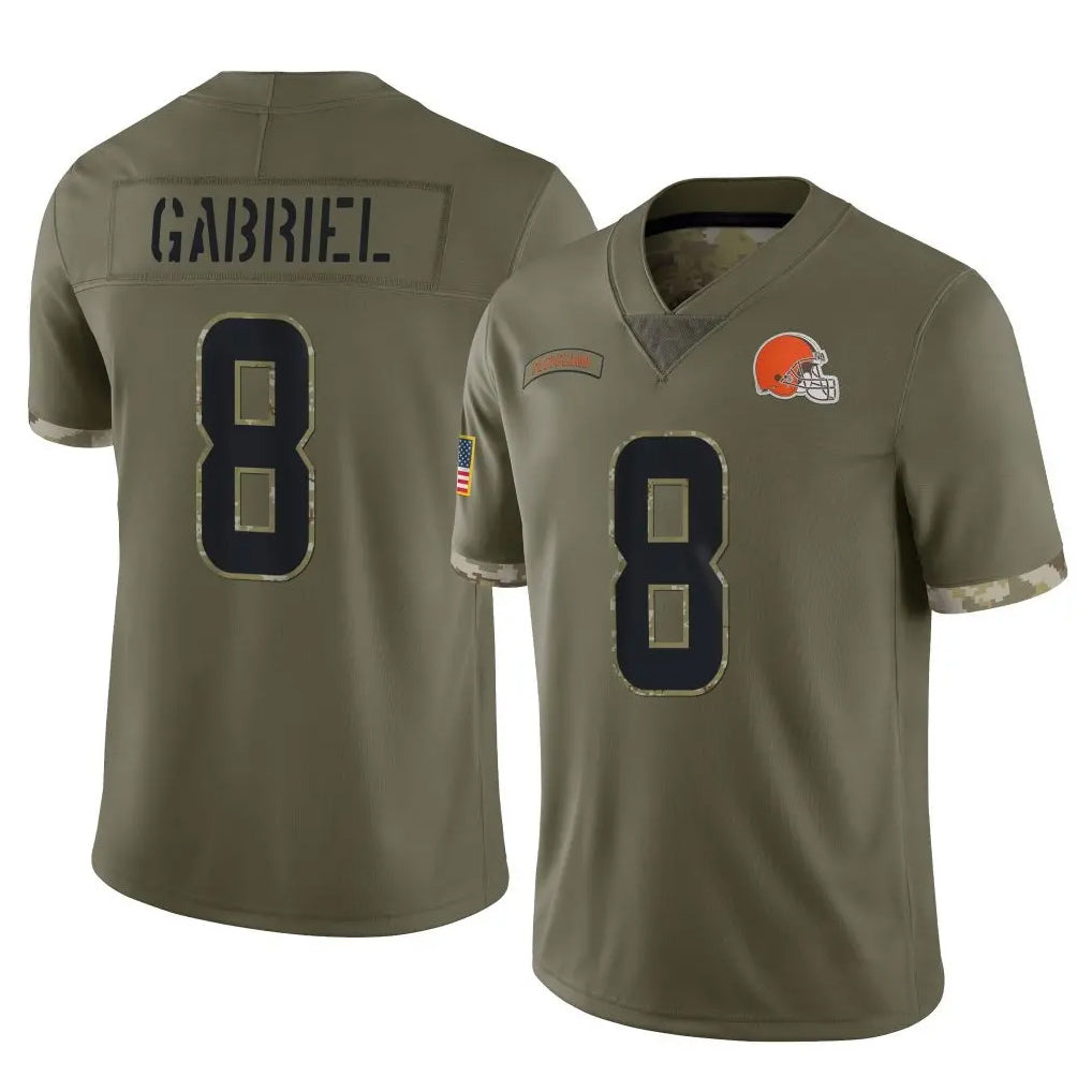 Choea C.Browns #8 Dillon Gabriel Player Olive Salute to Service Limited Game Stitched Jerseys