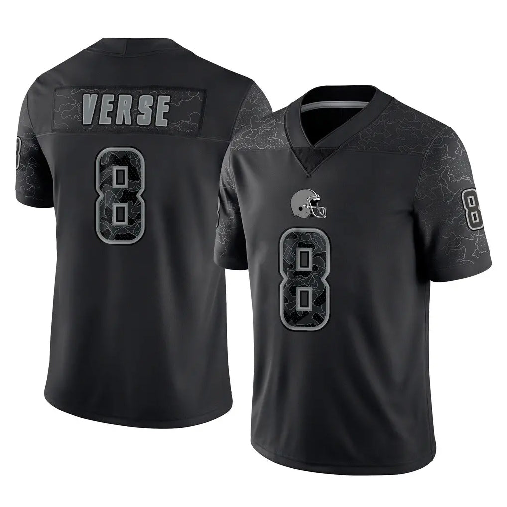 Choea C.Browns #8 Jared Verse Player Black Reflective Home Game Stitched Jerseys