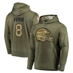 Choea C.Browns #8 Jared Verse Player Olive Salute to Service Pullover Hoodies Home Game Stitched Jerseys