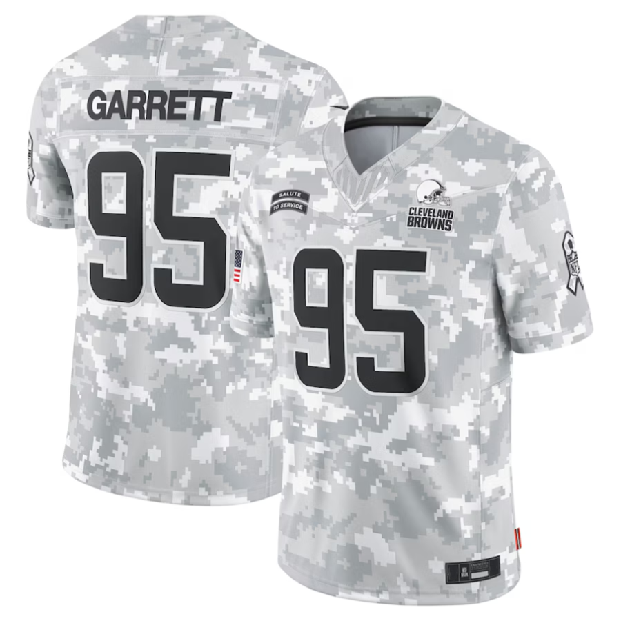 ChoeaC.Browns #95 Myles Garrett Player Arctic Camo Salute to Service Limited Stitched Jerseys