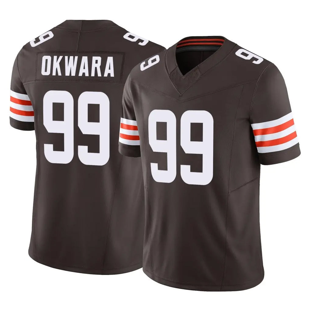 Choea C.Browns #99 Julian Okwara Player Brown Vapor F.U.S.E. Limited Home Game Stitched Jerseys