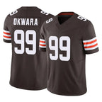 Choea C.Browns #99 Julian Okwara Player Brown Vapor F.U.S.E. Limited Home Game Stitched Jerseys