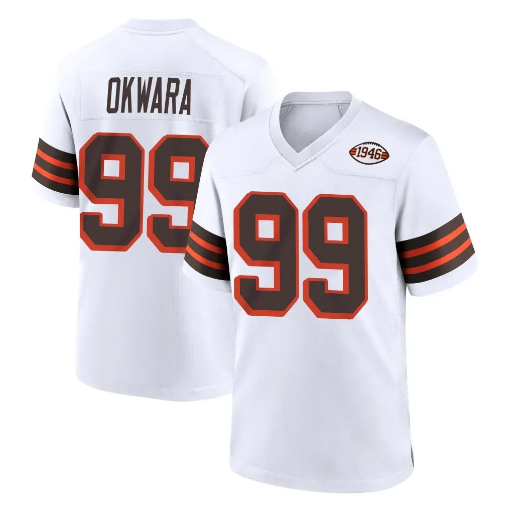 Choea C.Browns #99 Julian Okwara Player White Alternate Home Game Stitched Jerseys