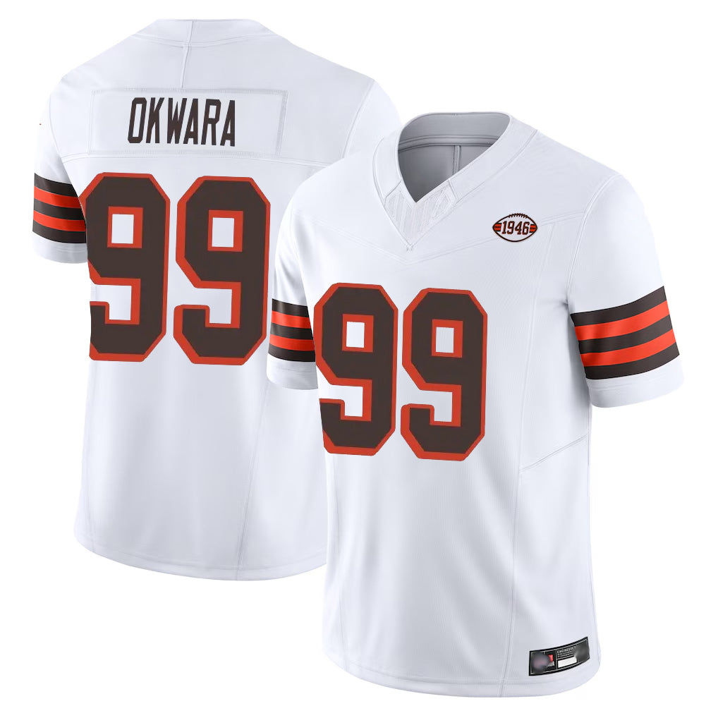 Choea C.Browns #99 Julian Okwara Player White Limited Vapor F.U.S.E. Alternate Game Stitched Jerseys