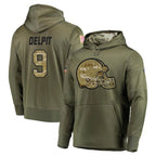 Choea C.Browns #9 Grant Delpit Player Olive Salute to Service Pullover Hoodies Home Game Stitched Jerseys
