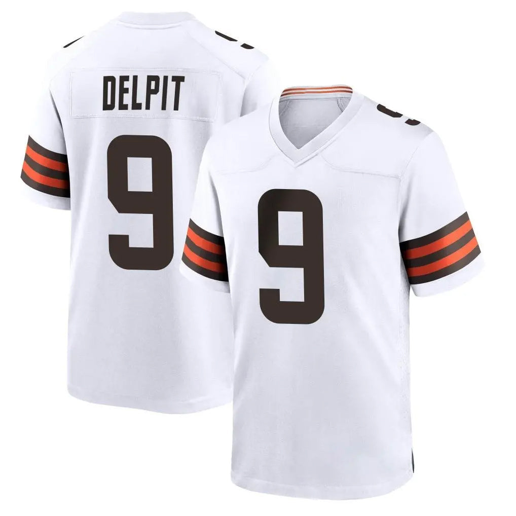 Choea C.Browns #9 Grant Delpit Player White Home Game Stitched Jerseys