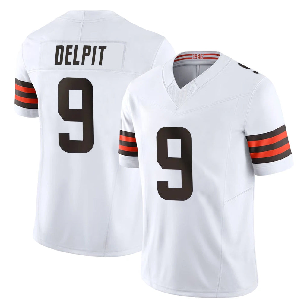 Choea C.Browns #9 Grant Delpit Player White Vapor F.U.S.E. Limited Home Game Stitched Jerseys