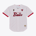 Choea C.Bulls Mitchell & Ness White Head Coach Pinstripe Mesh Full-Button Baseball Jerseys