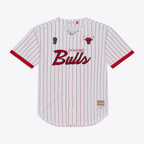 Choea C.Bulls Mitchell & Ness White Head Coach Pinstripe Mesh Full-Button Baseball Jerseys