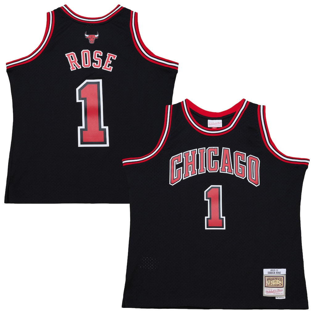 Choea C.Bulls #1 Derrick Rose Mitchell & Ness Black Big & Tall 2010-11 Swingman Jerseys