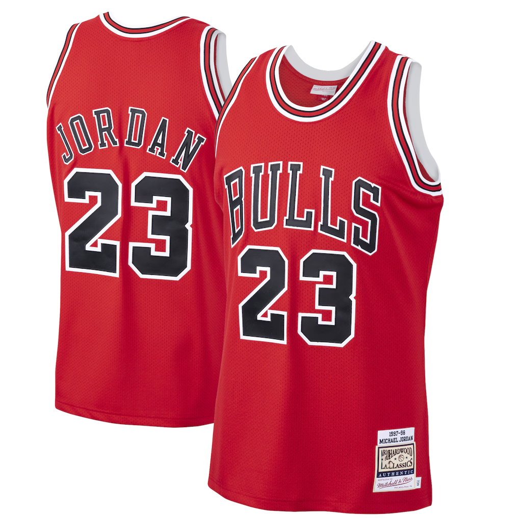 Choea C.Bulls #23 Michael Jordan Mitchell & Ness Scarlet 1997-98 Hardwood Classics Authentic Jerseys