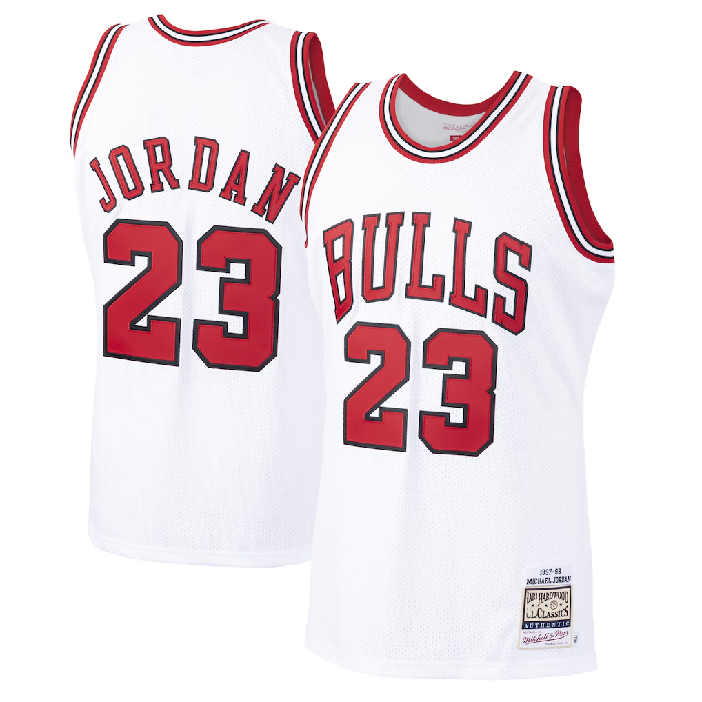 Choea C.Bulls #23 Michael Jordan Mitchell & Ness White 1997-98 Hardwood Classics Authentic Jerseys