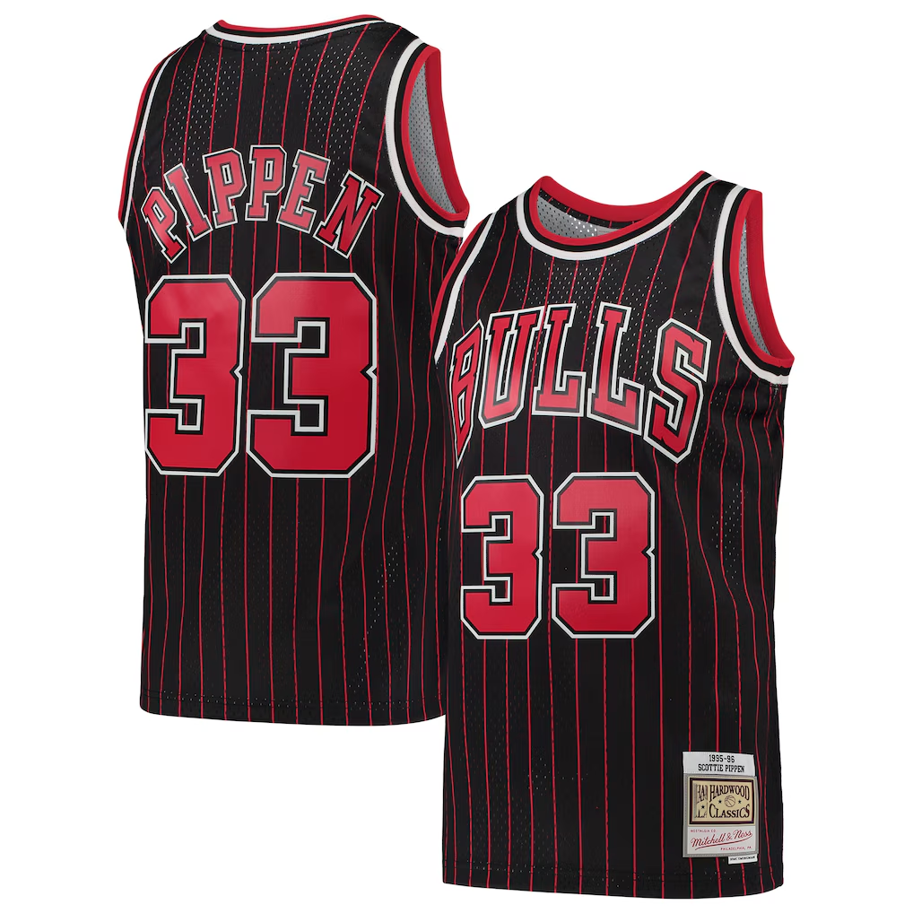 Choea C.Bulls #33 Scottie Pippen Mitchell & Ness Black Hardwood Classics Swingman Jerseys