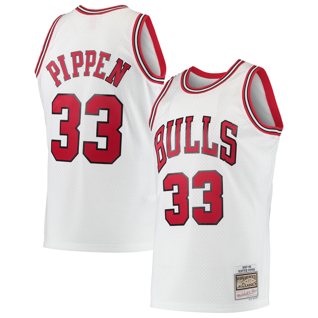 Choea C.Bulls #33 Scottie Pippen Mitchell & Ness White Hardwood Classics Swingman Jerseys