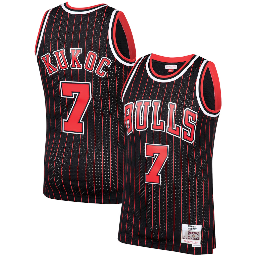 Choea C.Bulls #7 Toni Kukoc Mitchell & Ness Black 1995-96 Hardwood Classics Swingman Jerseys