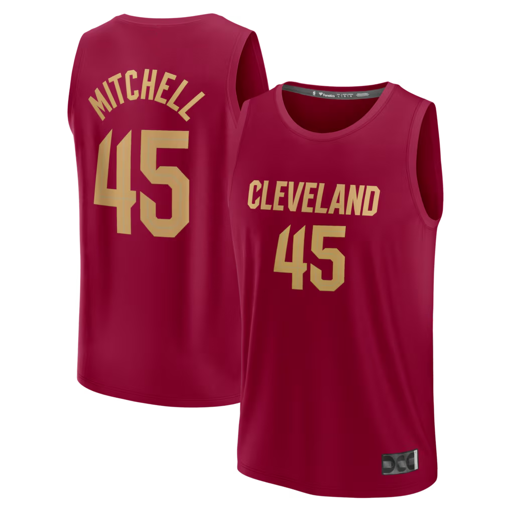 Choea C.Cavaliers #45 Donovan Mitchell Wine Fast Break Replica Jerseys - Icon Edition