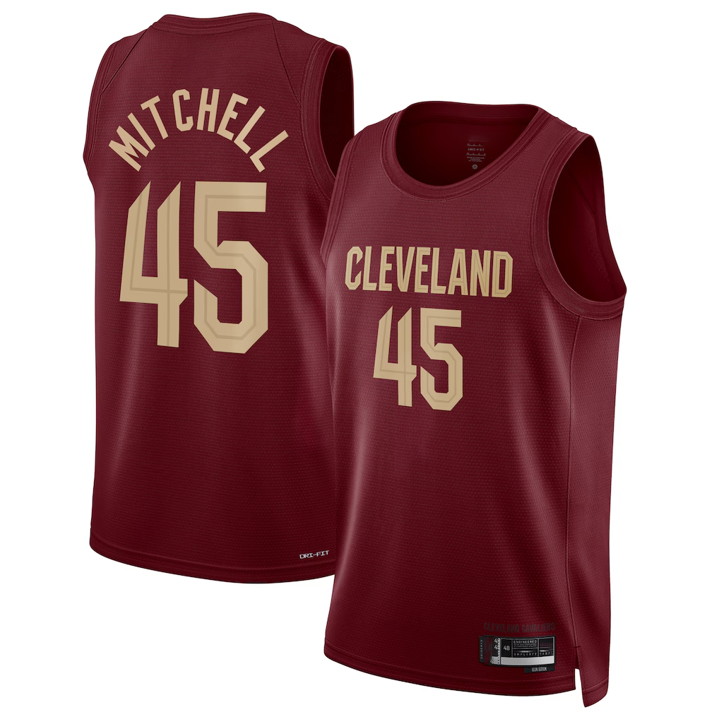 Choea C.Cavaliers #45 Donovan Mitchell Wine Swingman Jerseys - Icon Edition