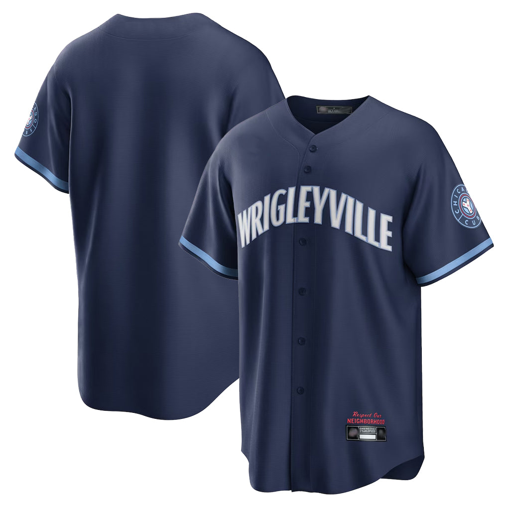 Choea C.Cubs Navy City Connect Home Game Blank Player Stitched Jerseys