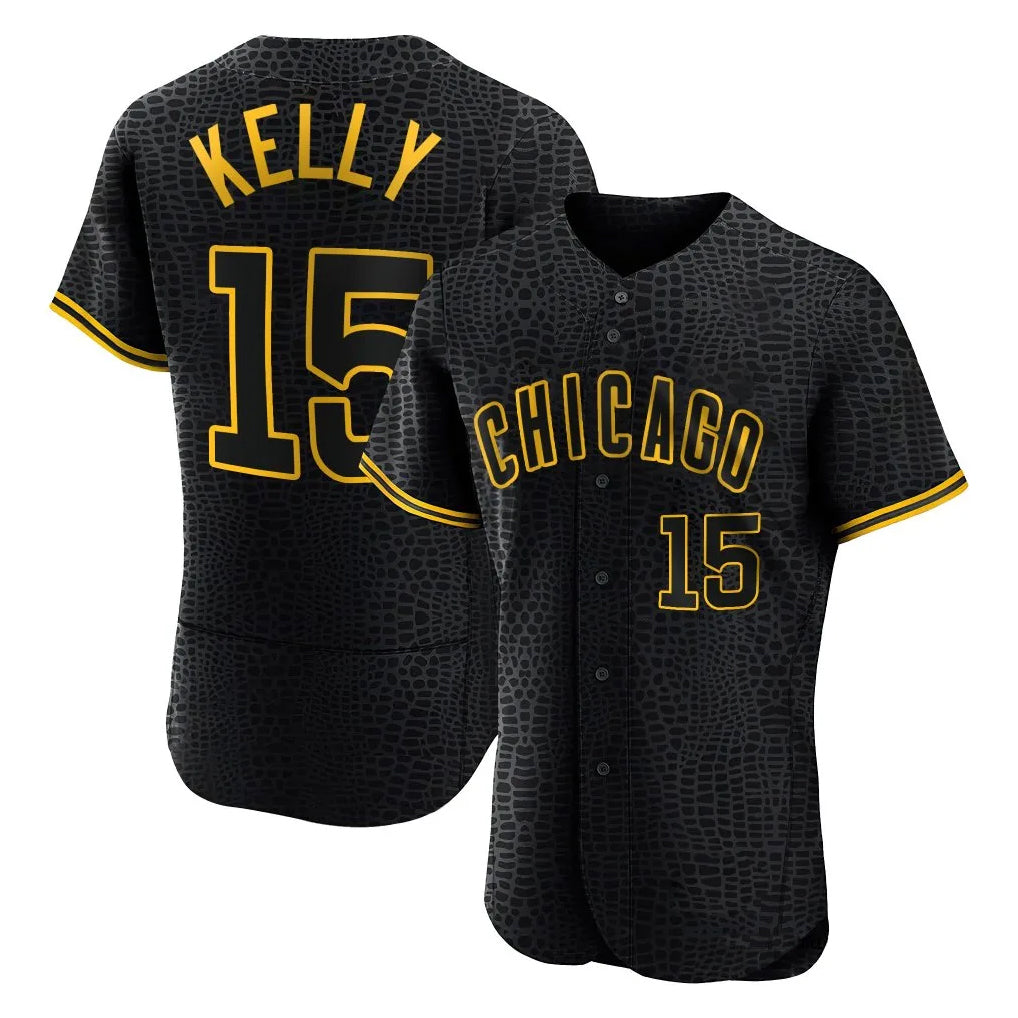 Choea C.Cubs #15 Carson Kelly Player Black Snake Skin City Limited Elite Home Game Stitched Jerseys