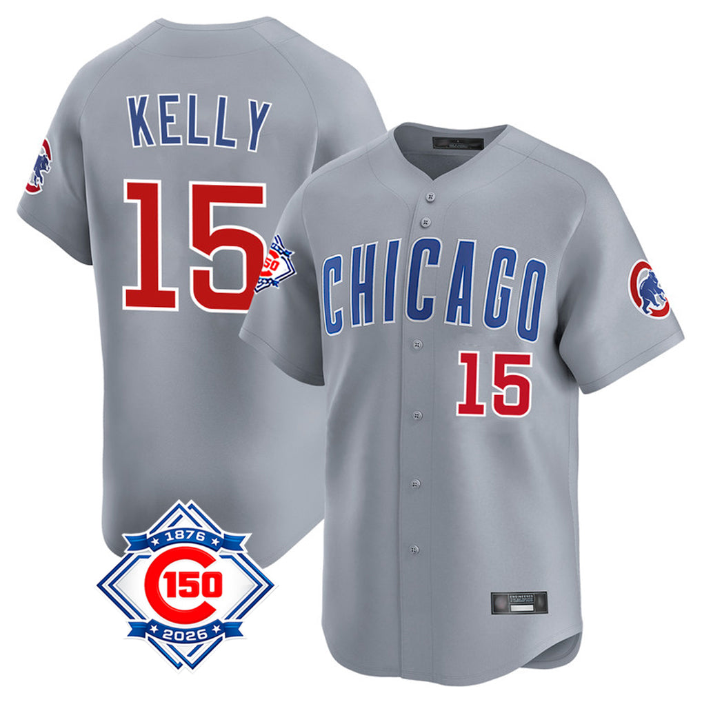 Choea C.Cubs #15 Carson Kelly Player Gray Road 150th Anniversary Limited Home Stitched Jerseys
