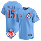 Choea C.Cubs #15 Carson Kelly Player Light Blue 150th Anniversary Limited Home Stitched Jerseys