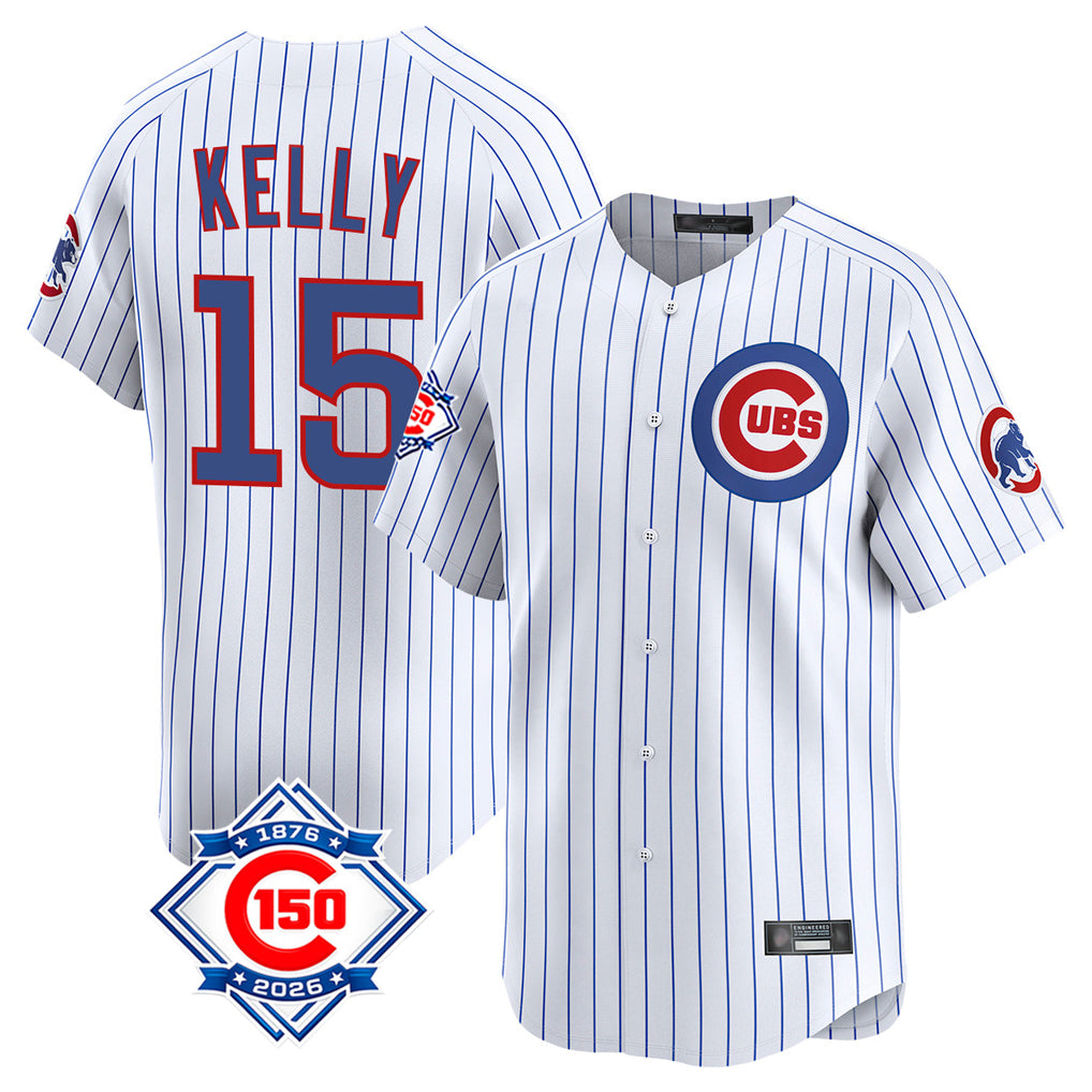 Choea C.Cubs #15 Carson Kelly Player White 150th Anniversary Limited Home Game Stitched Jerseys